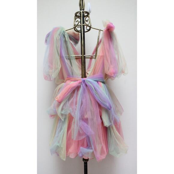Lirika Matoshi Dream Come True Rainbow Tulle Mini Dress Size Medium - Picture 5 of 6